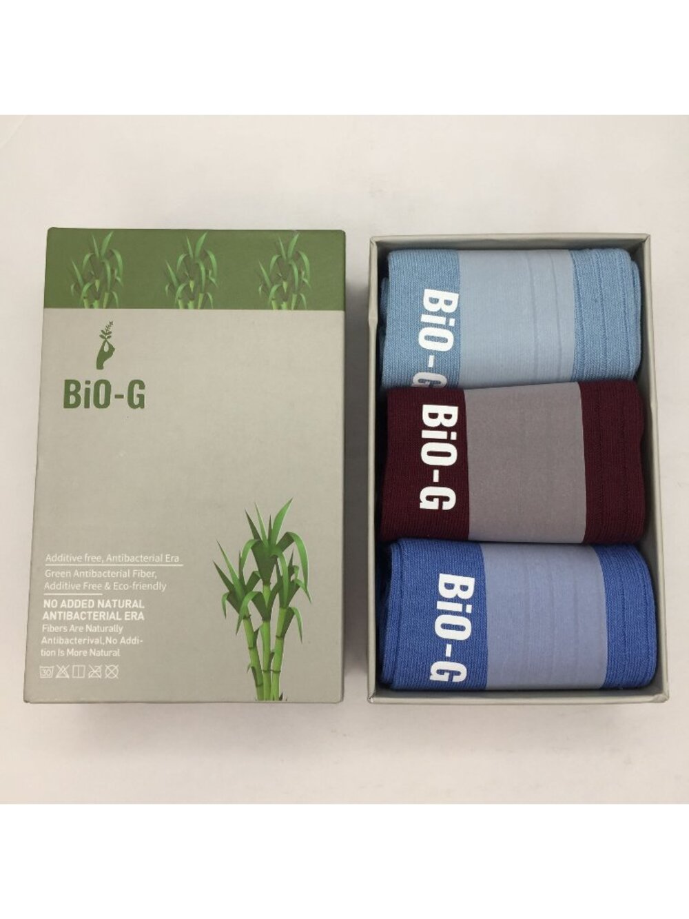 Bio-G Antibacterial Mens Dress Socks 3-Pk Eco-Friendly Cotton Blend Red Sky Blue